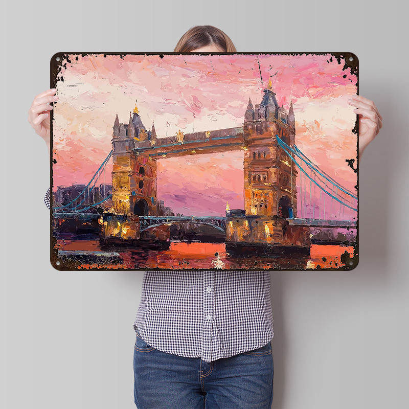 Retro Gaming London - Plakat Metalowy Podróż do Londynu, Personalizowana