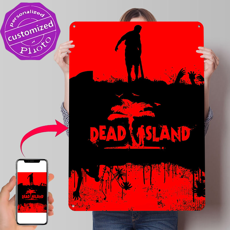 Retro Gaming Island - Personalizowany metalowy plakat 3D z teksturą