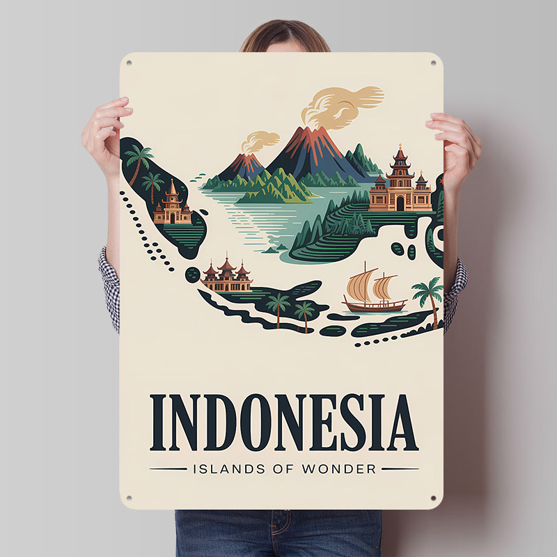 Retro Gaming Island - Indonezyjskie Wyspy Cudów Podróżniczy Plakat z