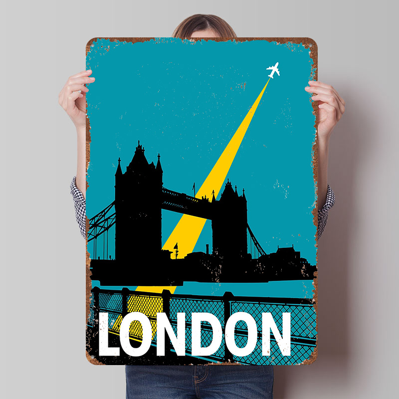 Retro Gaming London - Metalowy plakat z mostem Tower w