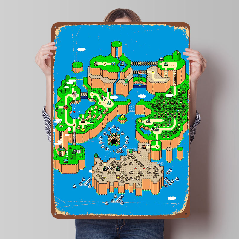 Retro Gaming Island - Metalowy plakat Dinosaur Land, personalizowana dekoracja