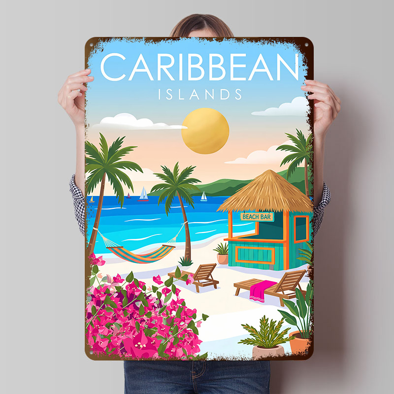 Plakat z blachy z motywem plaż – Retro Gaming Island recenzja i cena