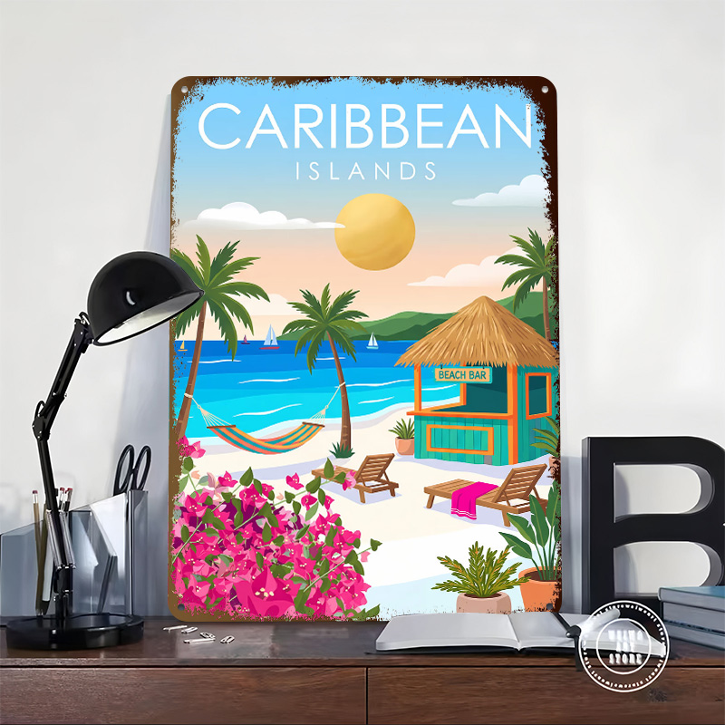 Plakat z blachy z motywem plaż – Retro Gaming Island recenzja i cena