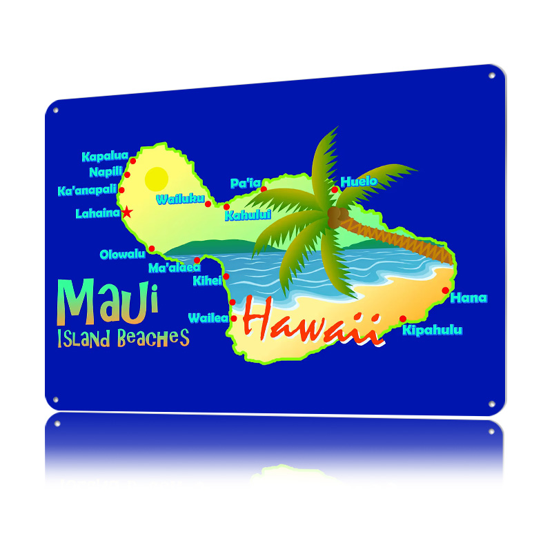 Mapa plaż wyspy Maui, Hawaje,  – Retro Gaming Island recenzja i cena